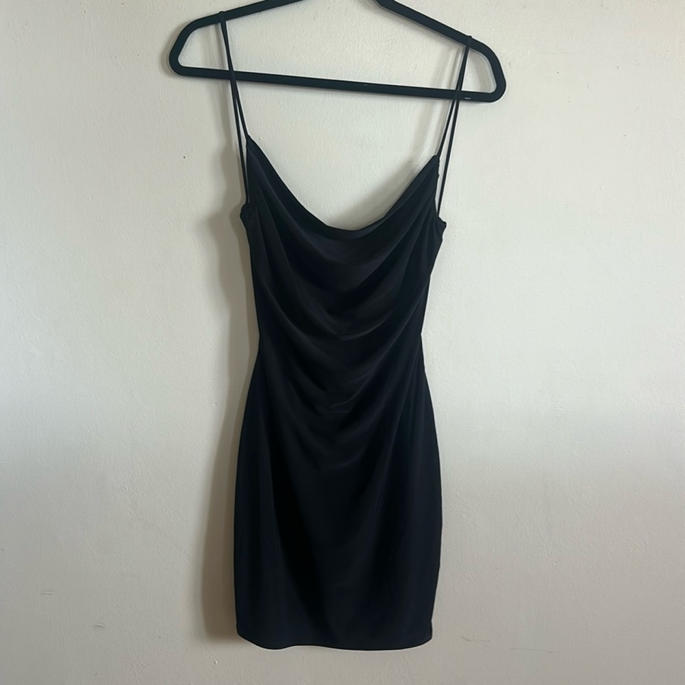 21 SAINTS M black cow neck dress LBD